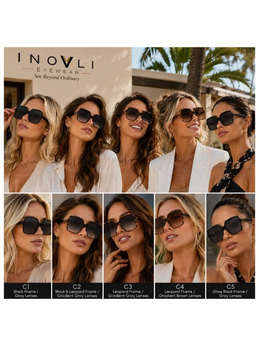 Luxury Oversized Square Designer Style Sunglasses UV400 Fashion Women Shades